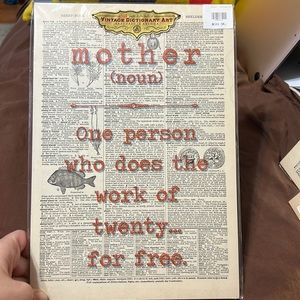 Mother Description - Vintage Dictionary Art Wall Decor - BRAND NEW!
